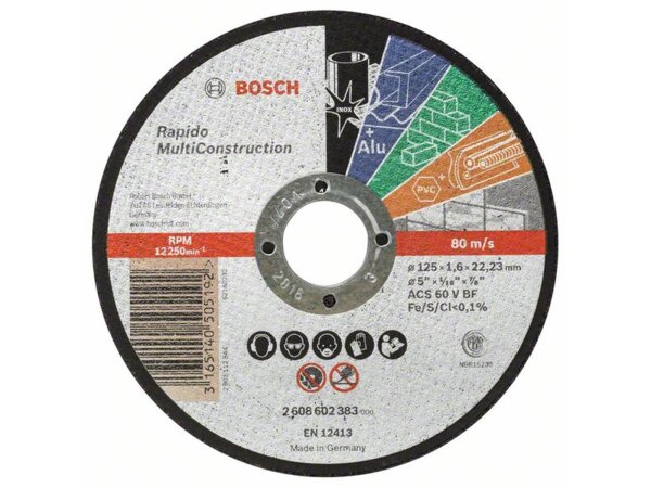 Bosch Trennscheibe gerade Rapido Multi Construction ACS 46 V BF, 125 mm, 1,6 mm