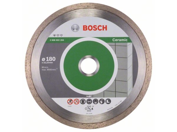 Bosch Diamanttrennscheibe Standard for Ceramic, 180 x 22,23 x 1,6 x 7 mm, 1er-Pack