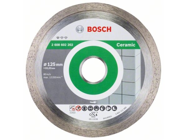 Bosch Diamanttrennscheibe Standard for Ceramic, 125 x 22,23 x 1,6 x 7 mm, 1er-Pack