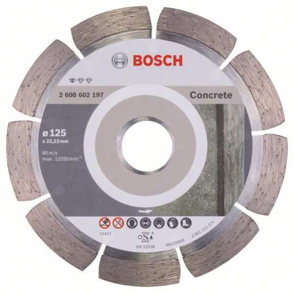 Bosch Diamanttrennscheibe Standard for Concrete, 125 x 22,23 x 1,6 x 10 mm, 1er-Pack