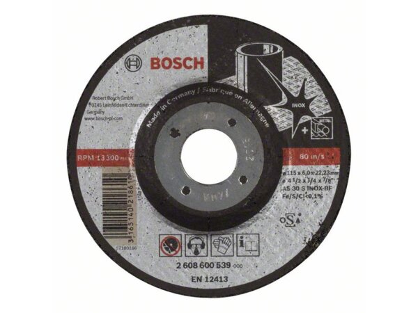 Bosch Schruppscheibe gekröpft Expert for Inox AS 30 S INOX BF, 115 mm, 22,23 mm, 6 mm