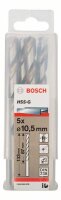 Bosch Metallbohrer HSS-G, DIN 338, 10,5 x 87 x 133 mm, 5er-Pack