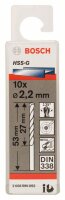 Bosch Metallbohrer HSS-G, DIN 338, Durchmesser 2,20 mm. 10er-Pack