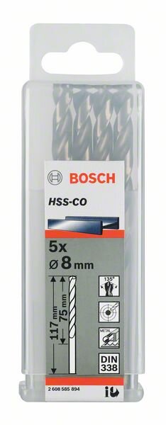 Bosch Metallbohrer HSS-Co, DIN 338, Durchmesser 9,90 mm, 5er-Pack