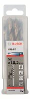 Bosch Metallbohrer HSS-Co, DIN 338, 10,2 x 87 x 133 mm, 5er-Pack