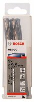 Bosch Metallbohrer HSS-Co, DIN 338, 9,5 x 81 x 125 mm, 5er-Pack