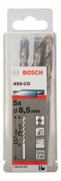 Bosch Metallbohrer HSS-Co, DIN 338, 8,5 x 75 x 117 mm, 5er-Pack