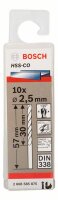 Bosch Metallbohrer HSS-Co, DIN 338, 2,5 x 30 x 57 mm, 10er-Pack