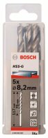 Bosch Metallbohrer HSS-G, DIN 338, 8,2 x 75 x 117 mm, 5er-Pack