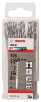 Bosch Metallbohrer HSS-G, DIN 338, 5,6 x 57 x 93 mm, 10er-Pack