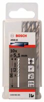 Bosch Metallbohrer HSS-G, DIN 338, 5,1 x 52 x 86 mm, 10er-Pack