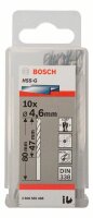 Bosch Metallbohrer HSS-G, DIN 338, 4,6 x 47 x 80 mm, 10er-Pack