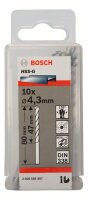 Bosch Metallbohrer HSS-G, DIN 338, 4,3 x 47 x 80 mm, 10er-Pack