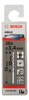 Bosch Metallbohrer HSS-G, DIN 338, 3,4 x 39 x 70 mm, 10er-Pack