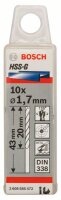 Bosch Metallbohrer HSS-G, DIN 338, 1,7 x 20 x 43 mm, 10er-Pack