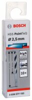 Bosch Metallspiralbohrer HSS PointTeQ, DIN 338, 2,5 mm, 10er-Pack