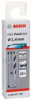 Bosch Metallspiralbohrer HSS PointTeQ, DIN 338, 1,4 mm, 10er-Pack