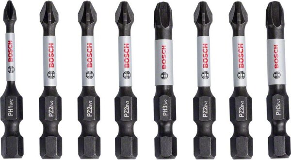 Bosch Schrauberbit Impact Control Power Bit Pack, 8-tlg. PH1, PZ3, PH3, 3x PH2, 2x PZ2