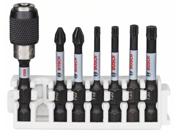 Bosch Schrauberbit-Set Impact Control, 7-teilig, PH2, PZ2, T15, T20, T25,T30, 50 mm