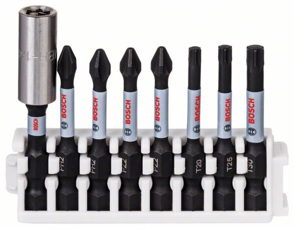 Bosch Schrauberbit Impact Control Power Bit Pack, 8-tlg. T20, T25, T30, 2x PH2, 2x PZ2