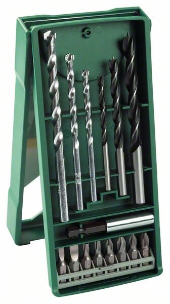 Bosch Mini-X-Line Mixed-Set, 15-teilig, 3 Stein-, 3 Holzbohrer, 8 Schrauberbits