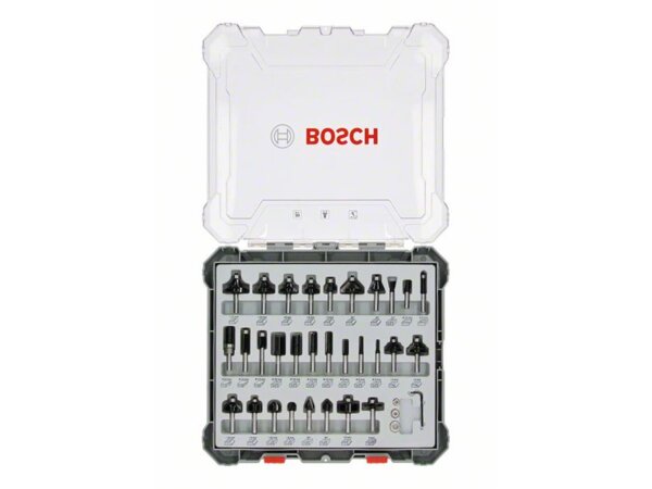 Bosch 30-teiliges Fräser-Set, 6-mm-Schaft. Für Handfräsen