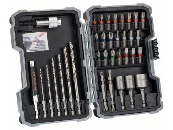 Bosch 35-teiliges Set mit Bohrern+Schrauberbits, HSS-G, Extra Hard, PH, PZ, SL, H, T