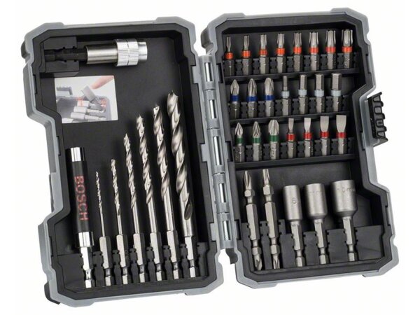 Bosch 35-teiliges Set mit Bohrern und Schrauberbits, HSS, Extra Hard, PH, PZ, SL, H, T