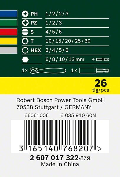 Bosch Schrauberbit- und Ratschen-Set, 26-teilig