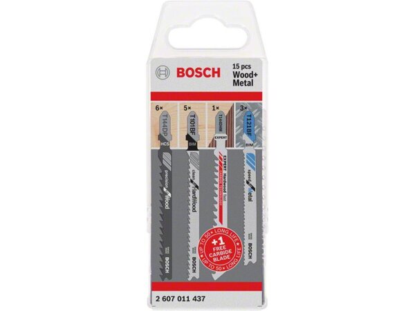 Bosch 15-tlg. Stichsägeblatt-Set für Holz und Metall, T-Schaft