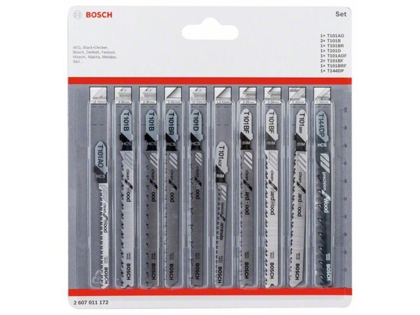 Bosch 10-tlg. Stichsägeblatt-Set Clean Cutting, T-Schaft