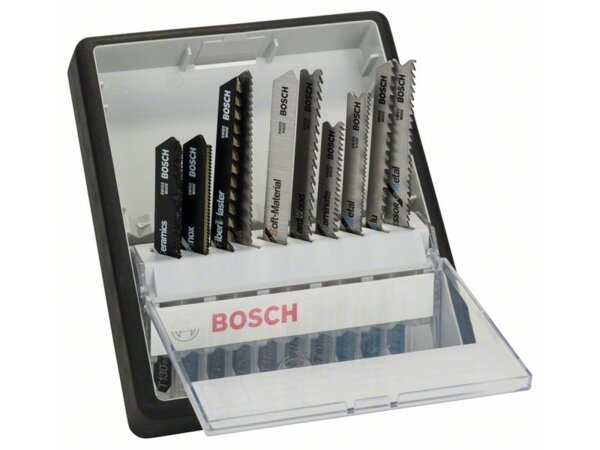 Bosch 10-tlg. Stichsägeblatt-Set, Robust Line, Speciality Materials, T-Schaft