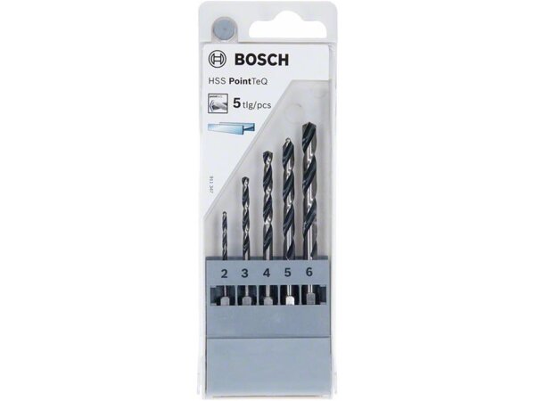 Bosch HSS PointTeQ Sechskantbohrer-Set, 5-tlg., 2–6 mm