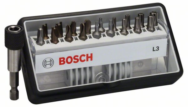 Bosch Schrauberbit-Set Robust Line L Extra-Hart, 18 + 1-teilig, 25 mm, Sicherh. Bits