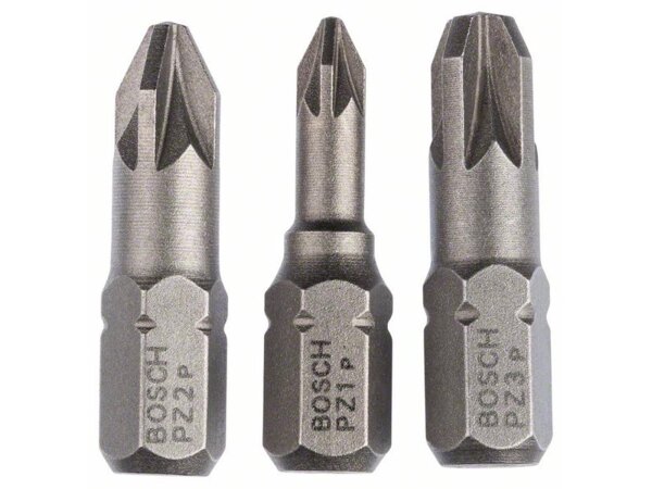 Bosch Schrauberbit-Set, Extra Hard, 3-tlg., PZ1, PZ2, PZ3, 25 mm