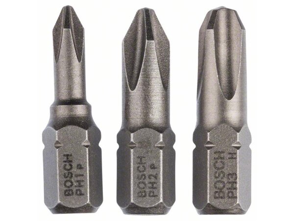 Bosch Schrauberbit-Set, Extra Hard, 3-tlg., PH1, PH2, PH3, 25 mm