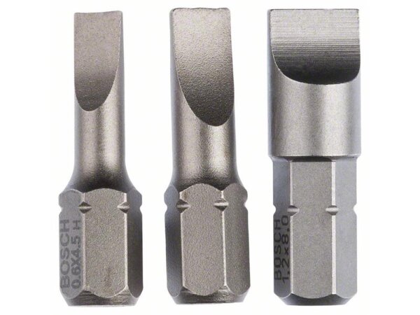 Bosch Schrauberbit-Set, Extra Hard, 3-tlg., S 0,6x4,5, S 0,8x5,5, S 1,2x8,0