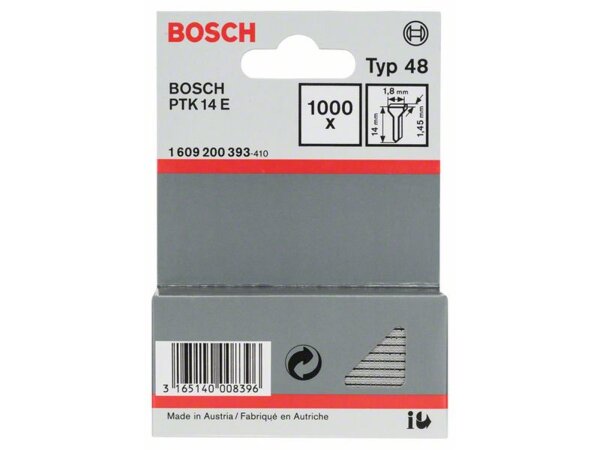 Bosch Tackernagel Typ 48, 1,8 x 1,45 x 14 mm, 1000er-Pack