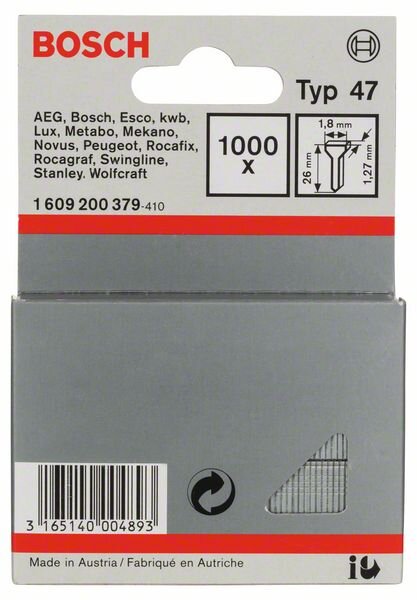 Bosch Tackernagel Typ 47, 1,8 x 1,27 x 26 mm, 1000er-Pack