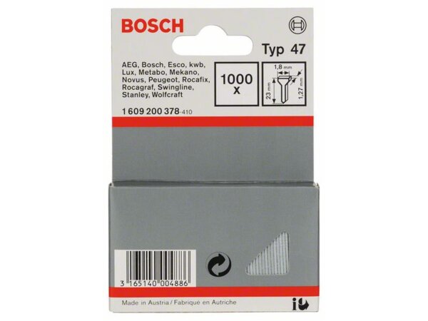 Bosch Tackernagel Typ 47, 1,8 x 1,27 x 23 mm, 1000er-Pack