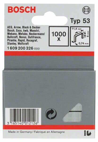 Bosch Feindrahtklammer Typ 53, 11,4 x 0,74 x 6 mm, 1000er-Pack