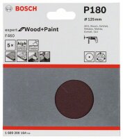 Bosch Schleifblatt-Set F460 Expert for Wood and Paint, 125 mm, 180, 5er-Pack