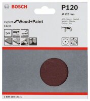 Bosch Schleifblatt-Set F460 Expert for Wood and Paint, 125 mm, 120, 5er-Pack