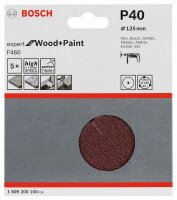 Bosch Schleifblatt-Set F460 Expert for Wood and Paint, 125 mm, 40, 5er-Pack