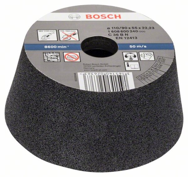 Bosch Schleiftopf, konisch-Stein/Beton 90 mm, 110 mm, 55 mm, K 30