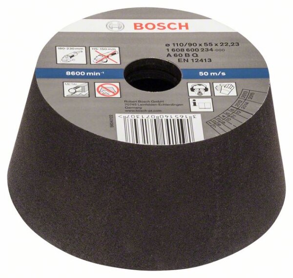 Bosch Schleiftopf, konisch-Metall/Guss 90 mm, 110 mm, 55 mm, K 60