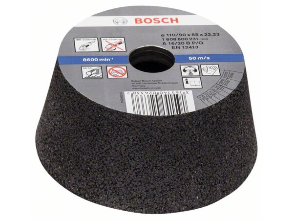 Bosch Schleiftopf, konisch-Metall/Guss 90 mm, 110 mm, 55 mm, K 16