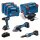 Bosch Combo Kit Set mit 4 18V-Werkzeugen: GSR, GWS, GKM, GGS, 3 x Akku