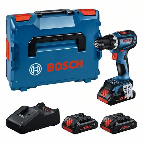 Bosch Professional Set: Akku-Bohrschrauber GSR 18V-90 C, 3 x ProCORE18V 4.0Ah, L-BOXX