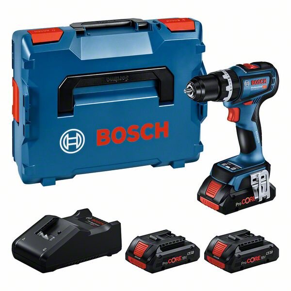 Bosch Prof. Set: Akku-Schlagbohrschrauber GSB 18V-90 C, 3 x ProCORE18V 4.0Ah, L-BOXX